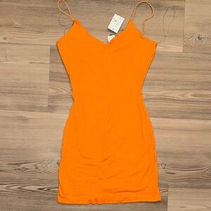 Vibrant Orange Spaghetti Strap Dress